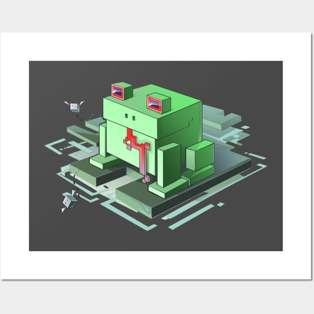 Isometric block frog Wall Art by evumango